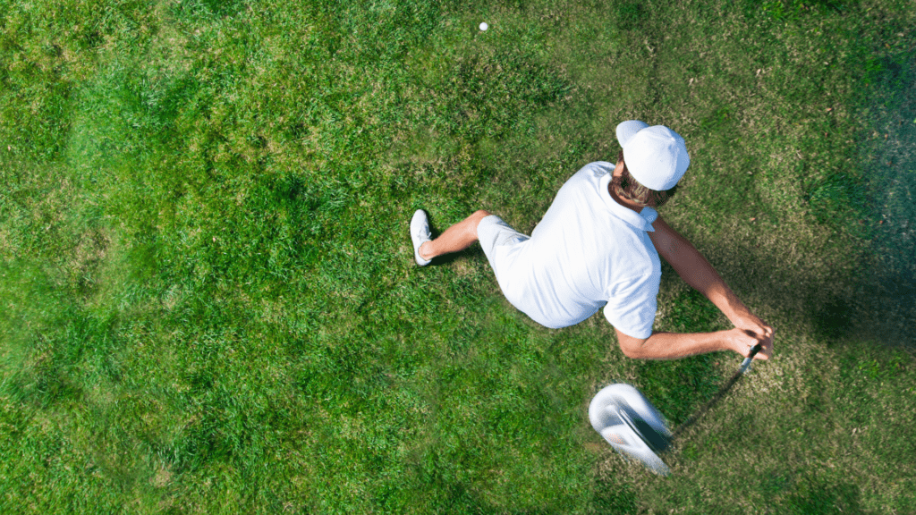 aerial view of a golfer
