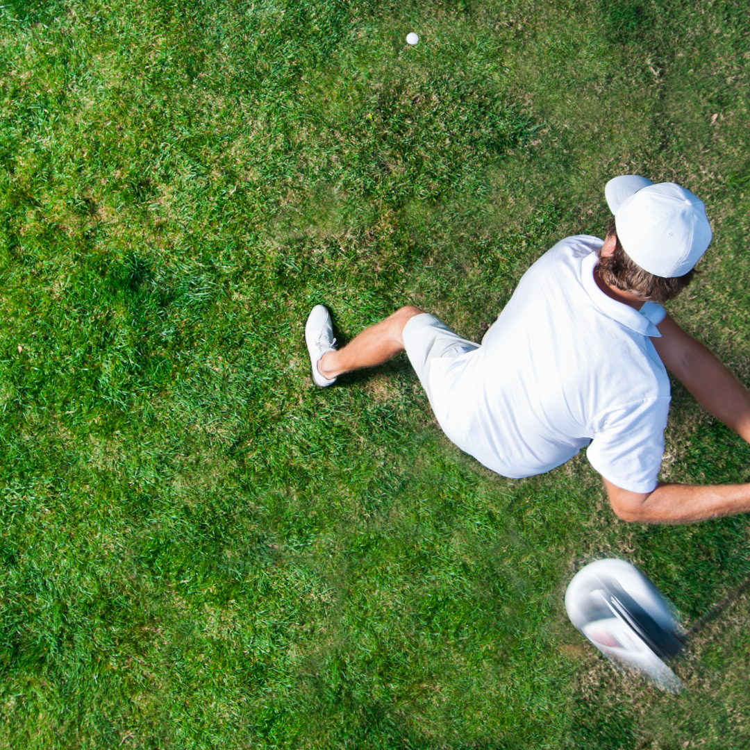 aerial view of a golfer